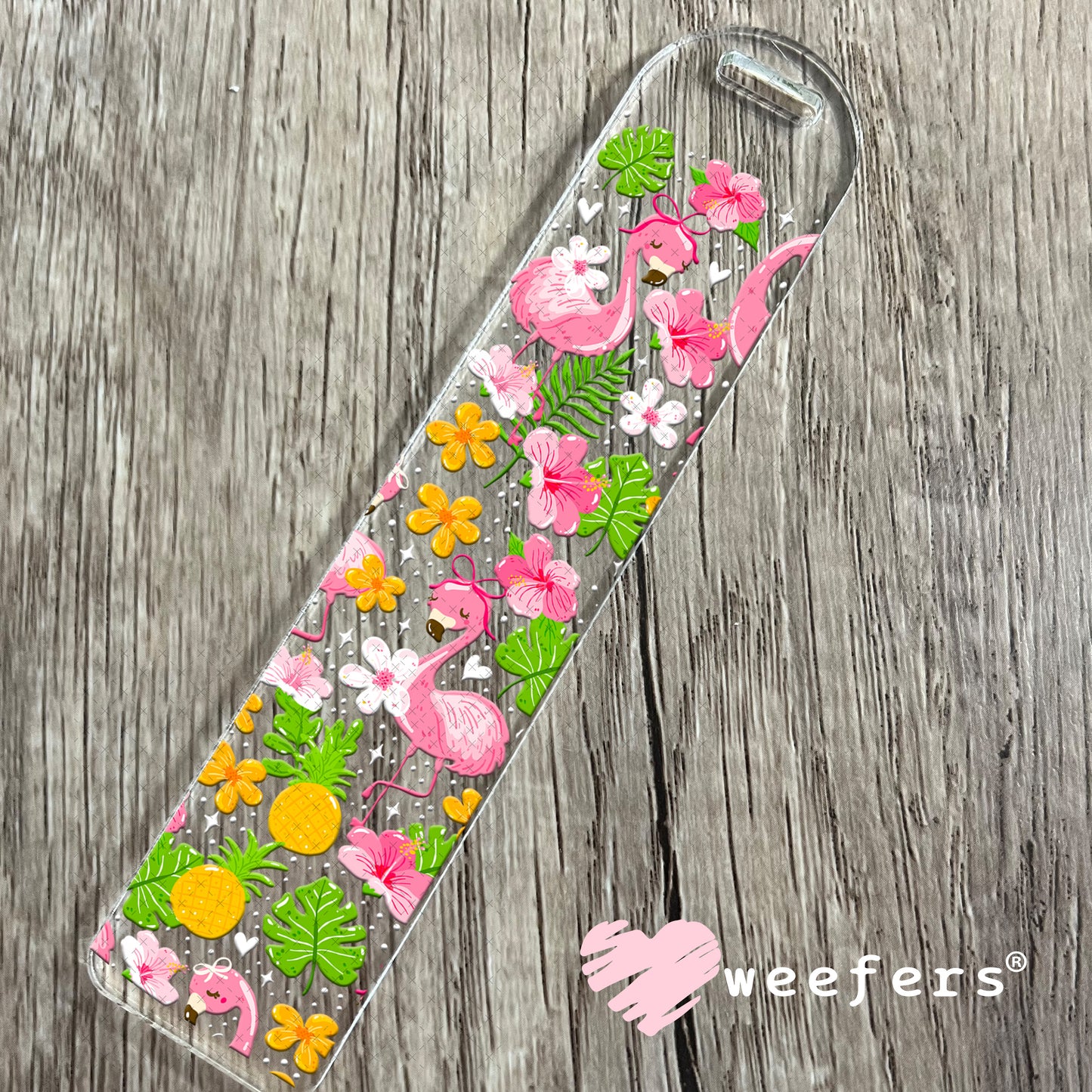 UV DTF Cup Wrap – Flamingos and Monstera Leaves Bookmark Weefers