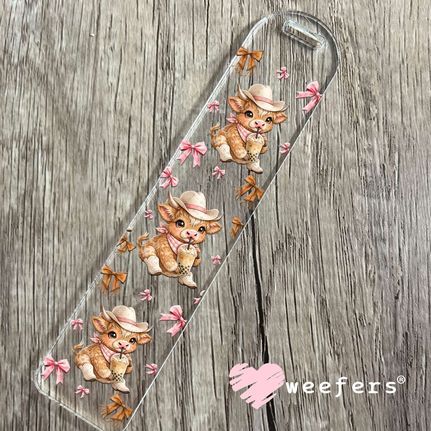 UV DTF Cup Wrap – Brown Cowgirl Highland Cow Boba - Weefers Exclusive Bookmark Weefers