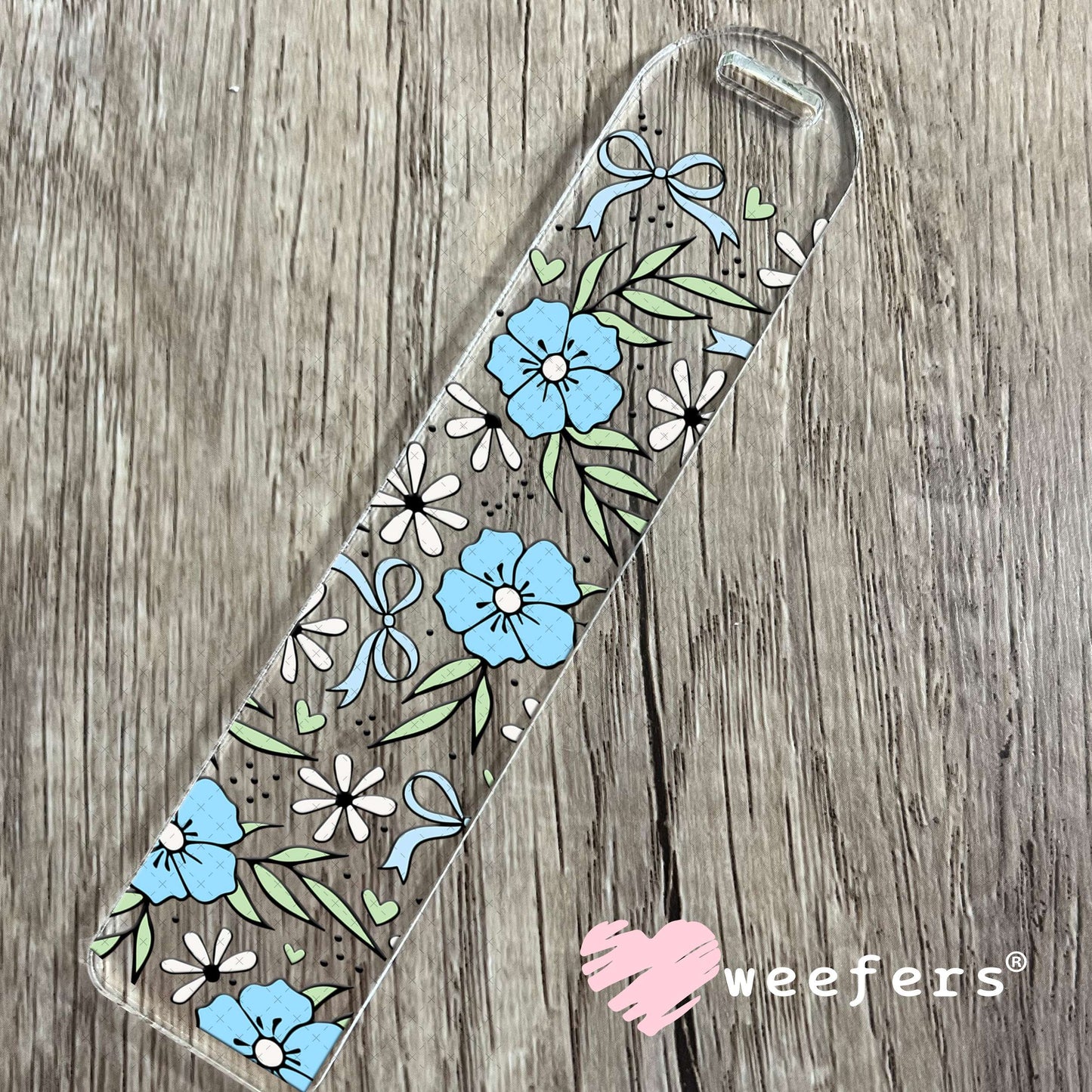 UV DTF Cup Wrap – Blue Flowers Coquette Bows Bookmark Weefers
