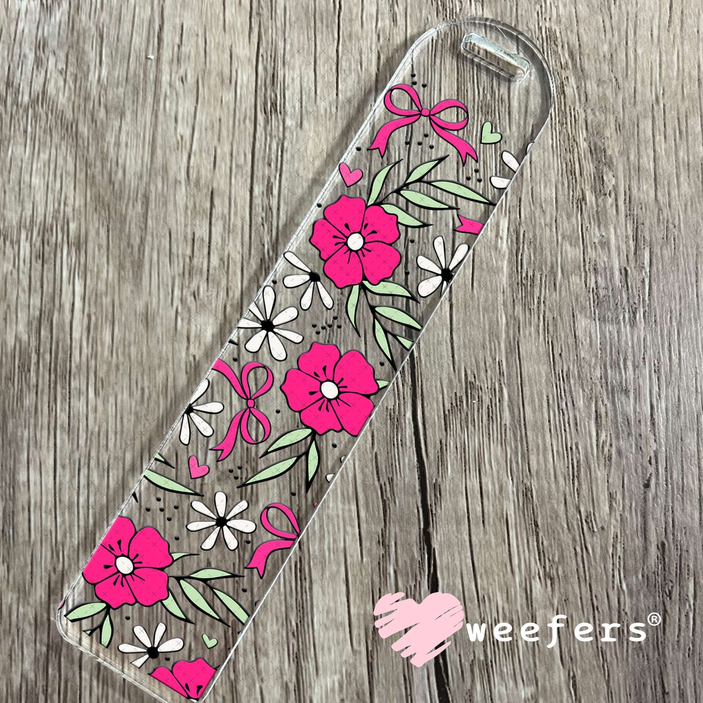 UV DTF Cup Wrap – Magenta Flowers Coquette Bows Bookmark Weefers