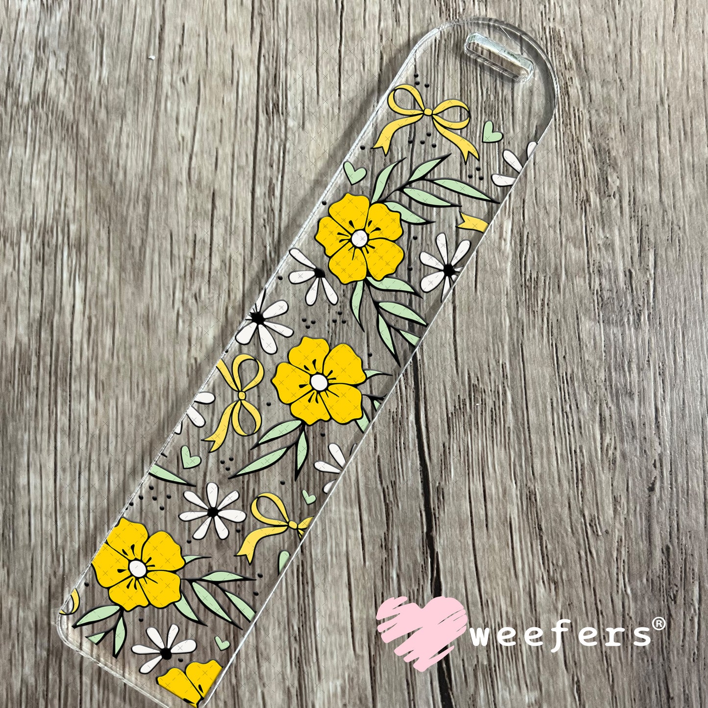 UV DTF Cup Wrap – Yellow Flowers Coquette Bows Bookmark Weefers