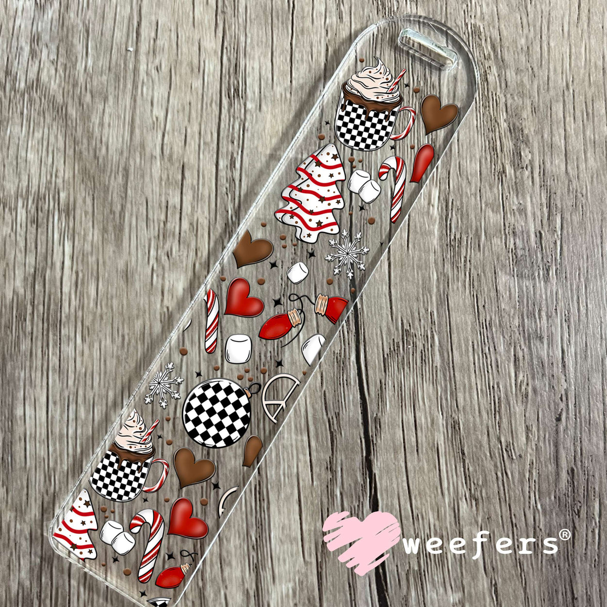 Checkered Hot Chocolate Marshmallows UV DTF Cup Wrap Bookmark Weefers