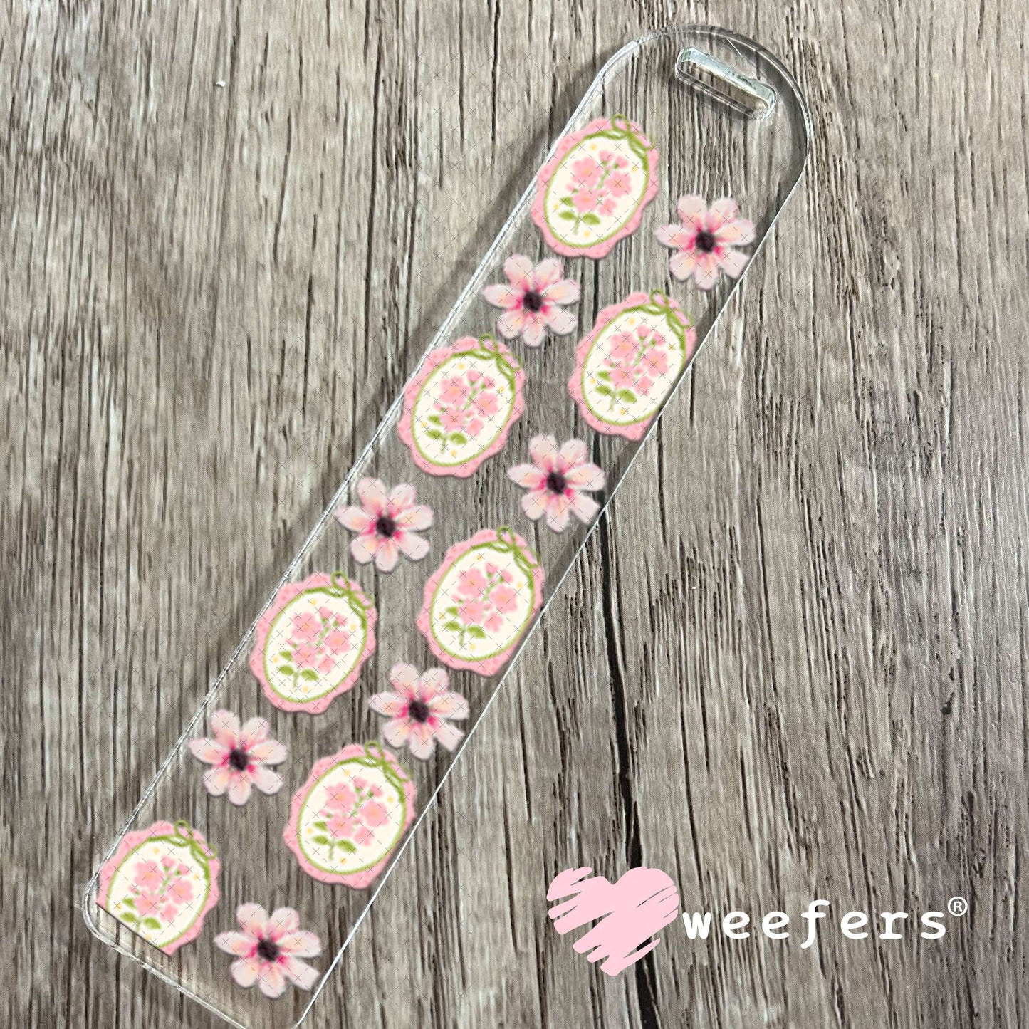 UV DTF Cup Wrap – Classic Elegance Pink Flowers Bookmark Weefers