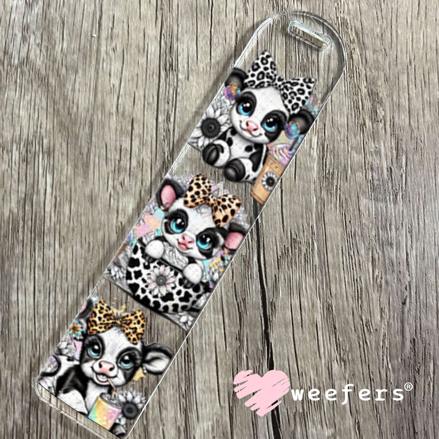 UV DTF Cup Wrap – Baby Black and White Cows in Coffee Cup Bookmark Weefers