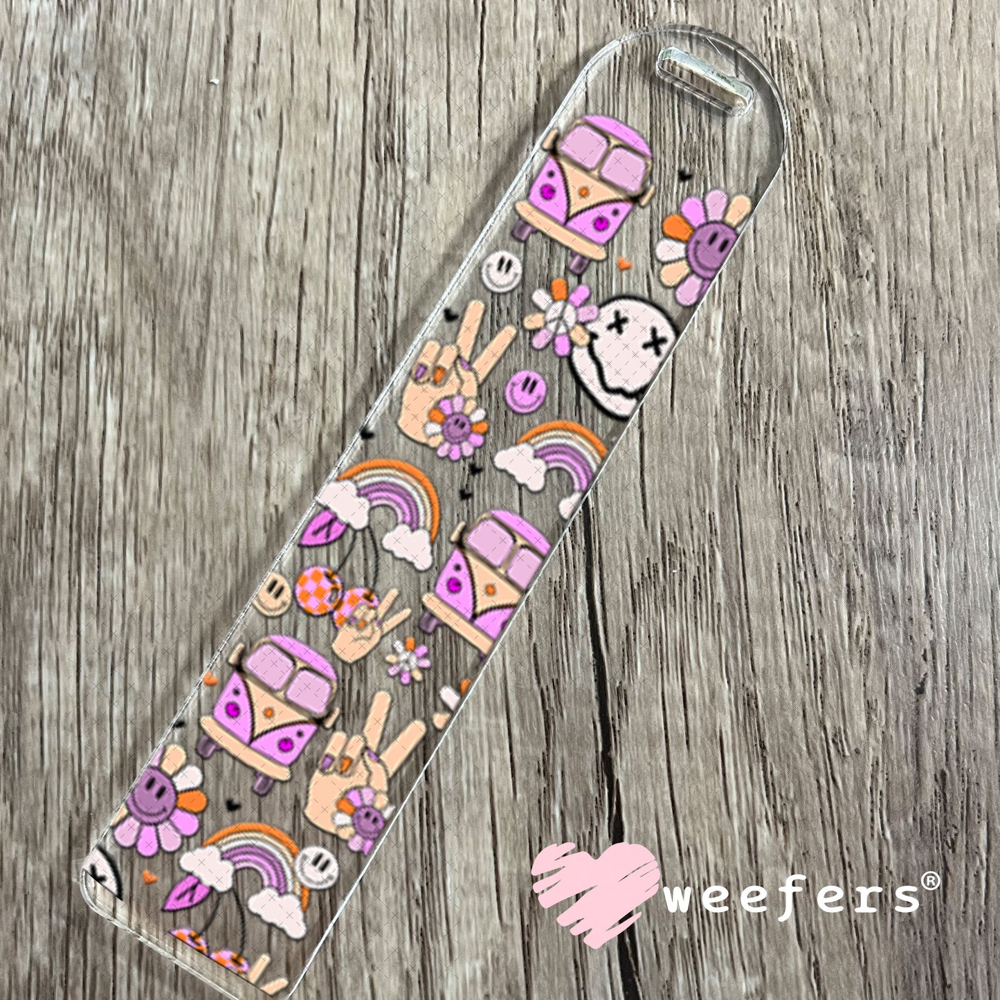 UV DTF Cup Wrap – Retro Bus and Rainbows Bookmark Weefers