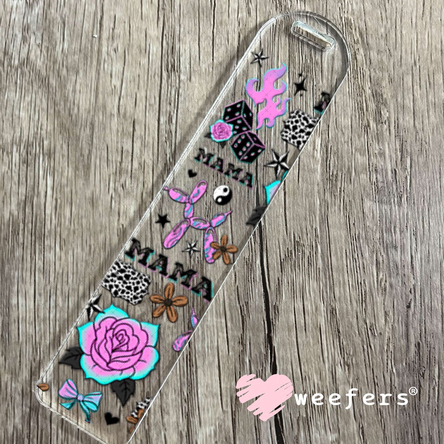 UV DTF Cup Wrap – Mama Purple and Teal Roses Bookmark Weefers