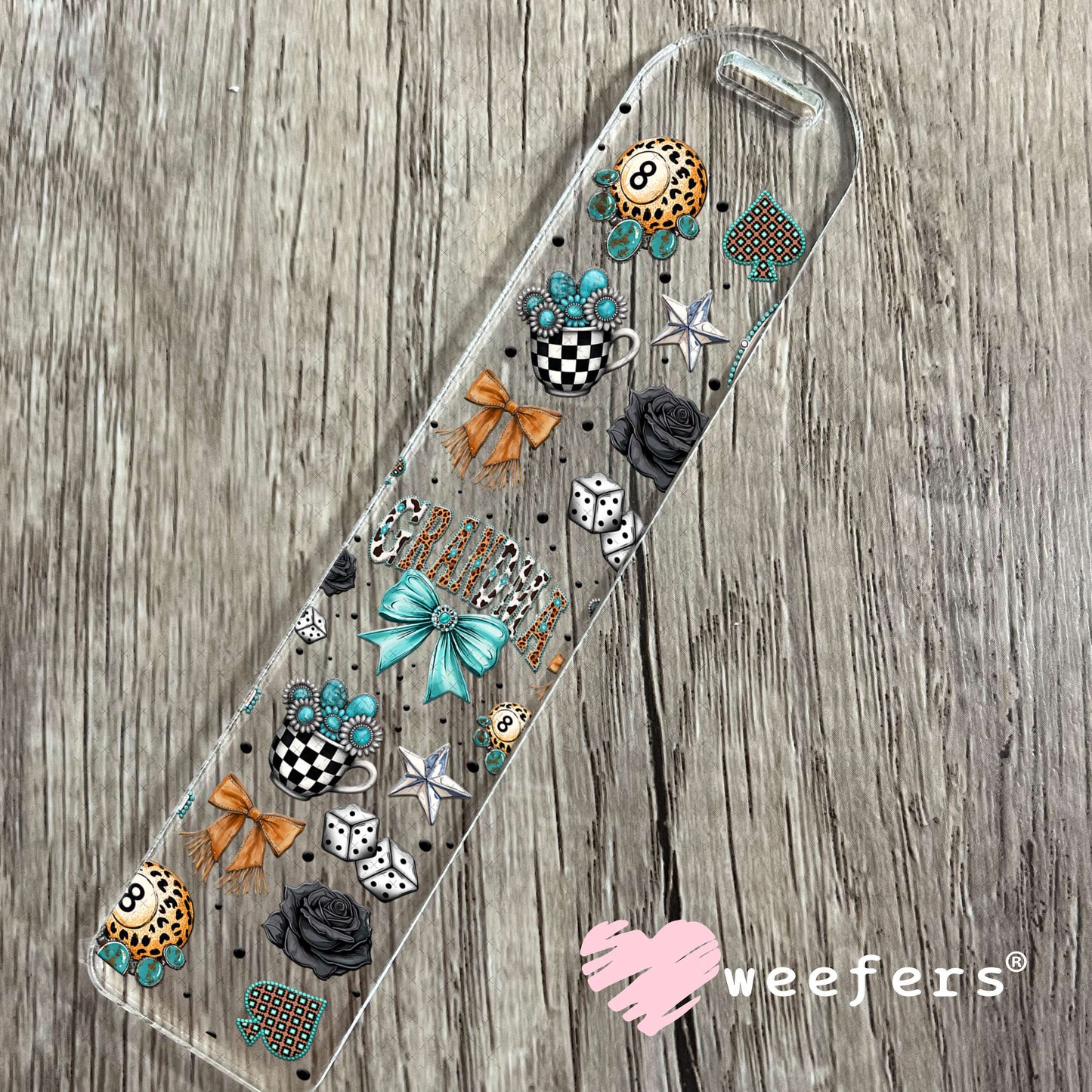 UV DTF Cup Wrap – Grandma Western Teal Bow - Weefers® Exclusive Bookmark Weefers