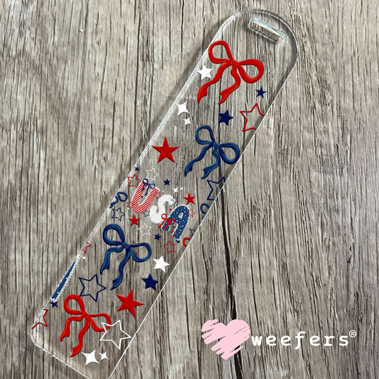 UV DTF Cup Wrap – USA Red White Blue Bows Bookmark Weefers