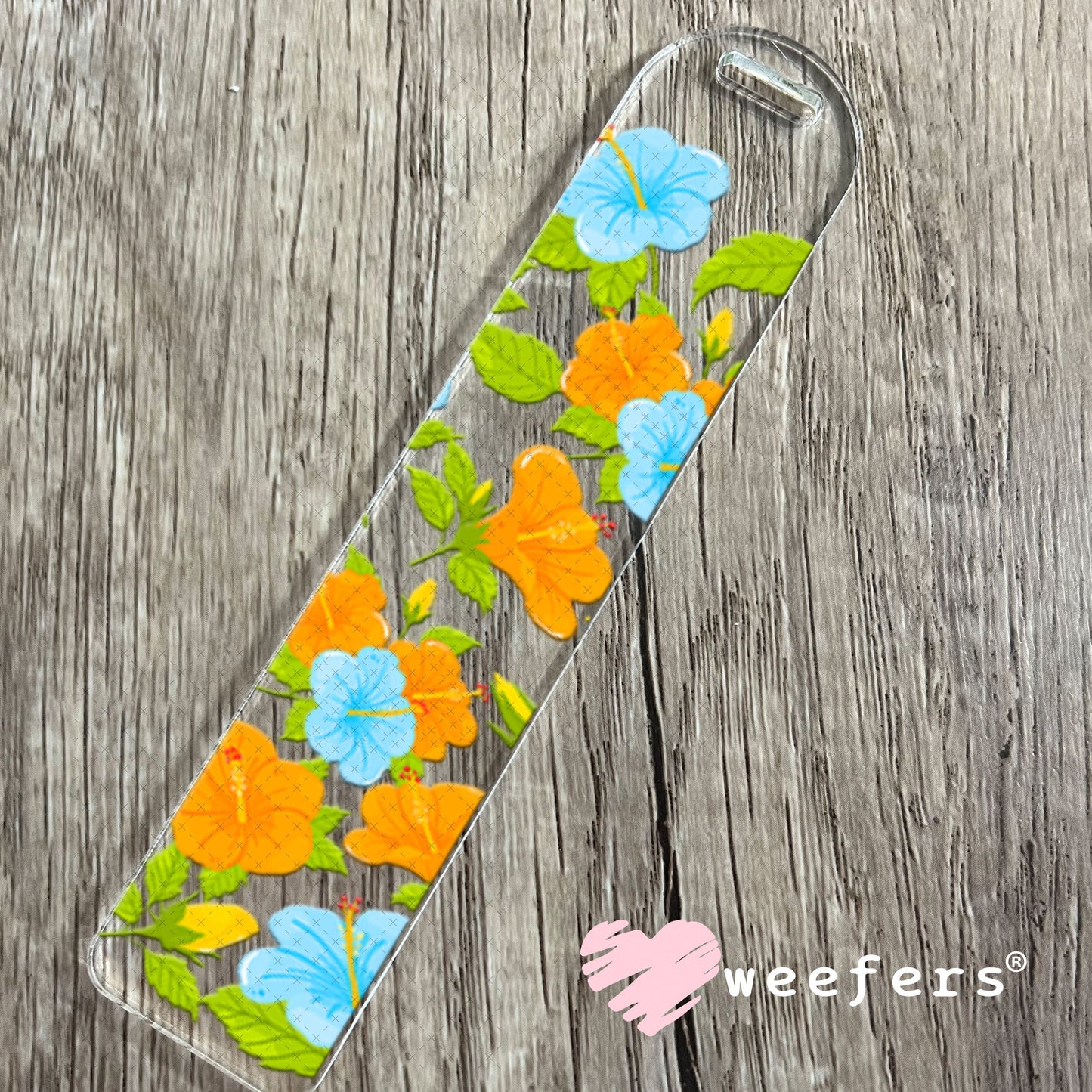 UV DTF Cup Wraps - Orand and Blue Hisbiscus Bookmark Weefers