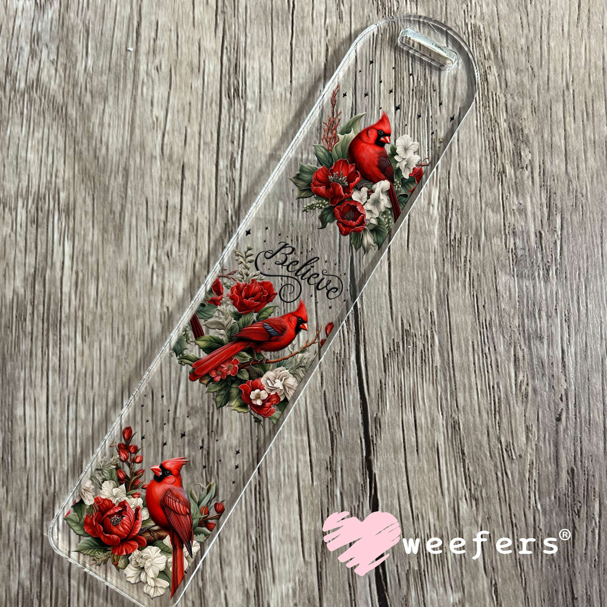 Believe Red Cardinal UV DTF Cup Wrap Bookmark Weefers