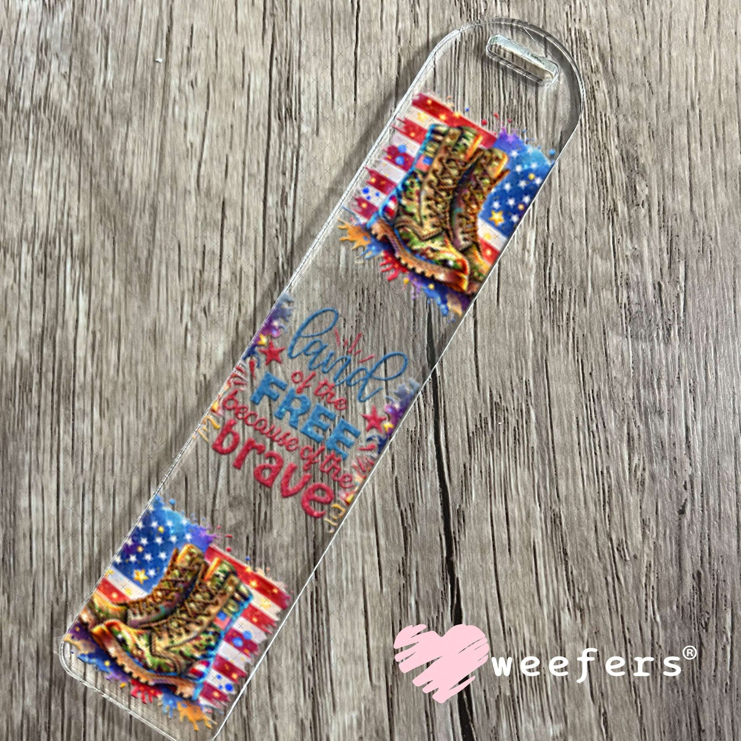 UV DTF Cup Wraps - Land of the Free because of the brave Bookmark Weefers