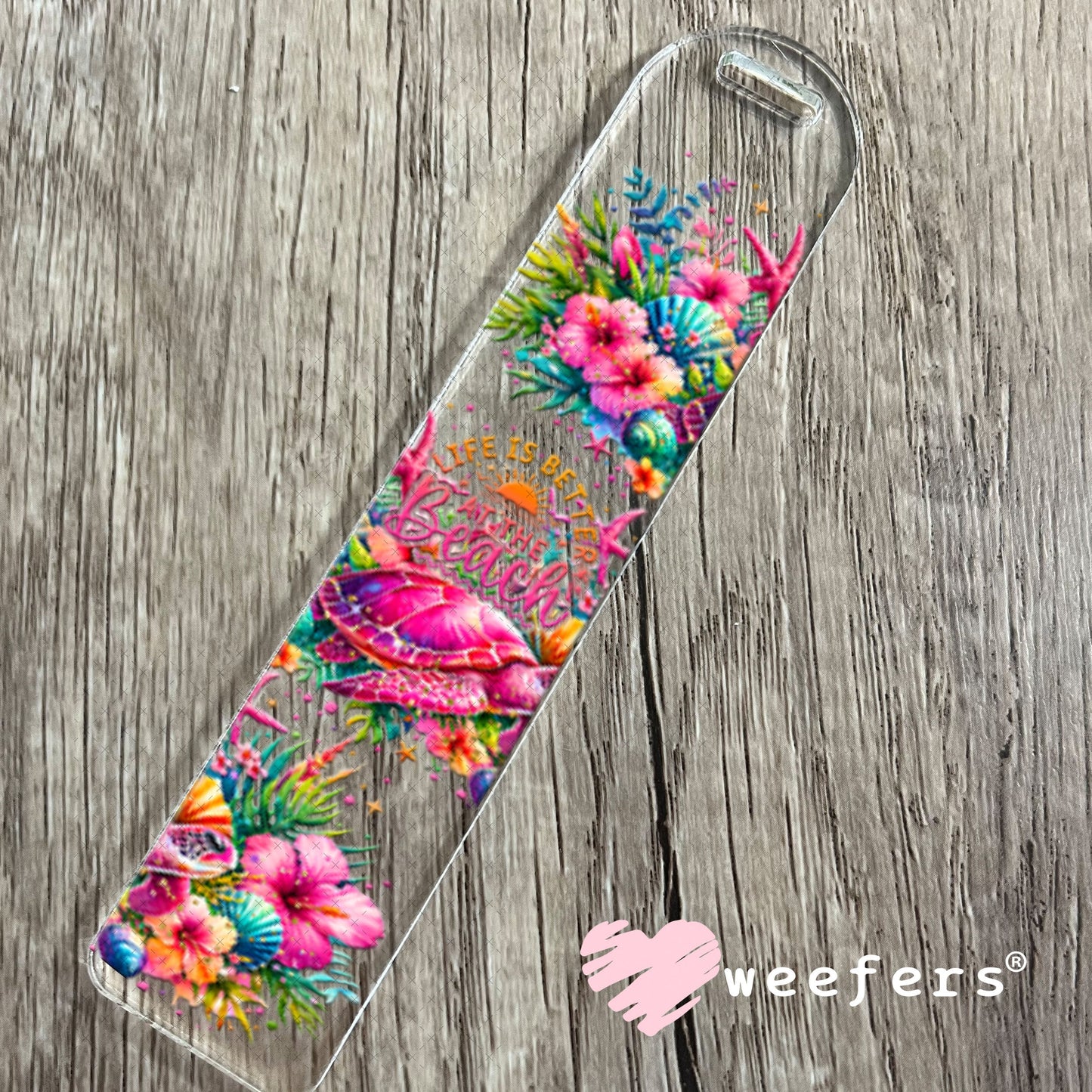UV DTF Cup Wraps - Life is Better at the Beach Orange Pink Bookmark Weefers