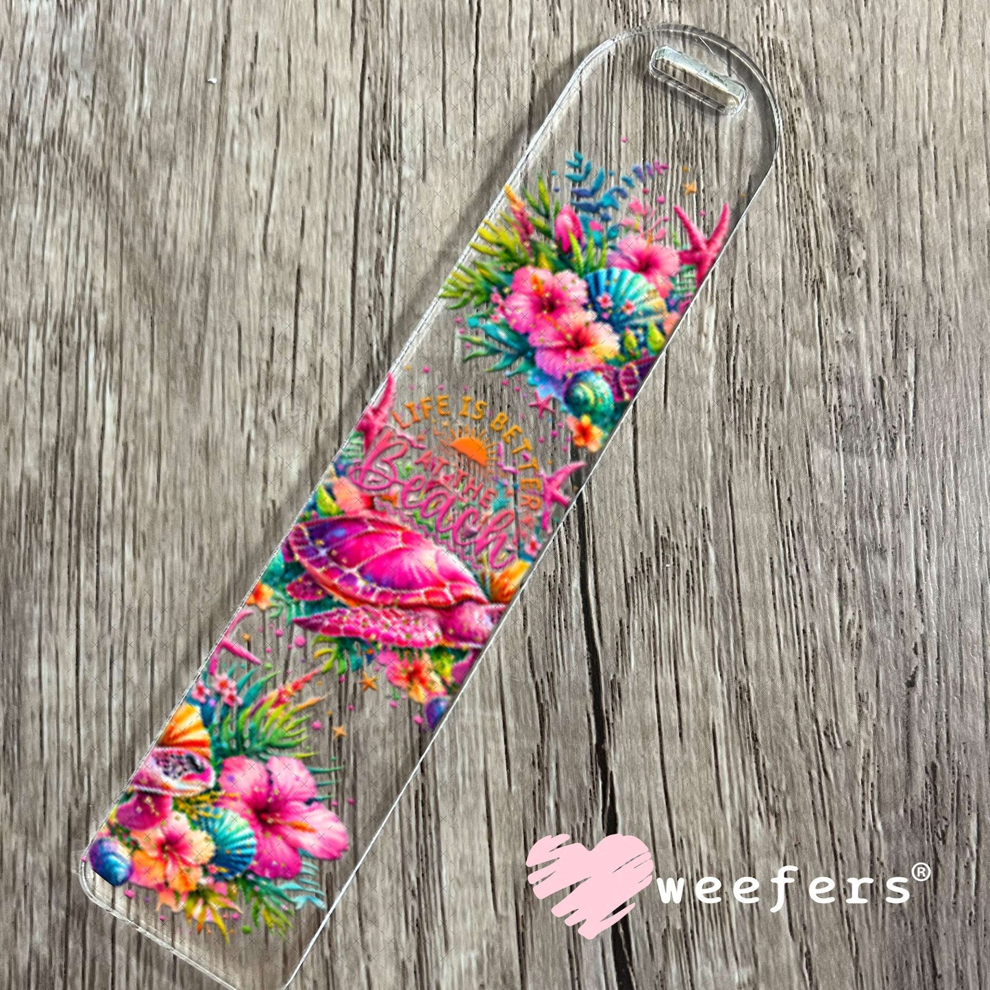 UV DTF Cup Wraps - Life is Better at the Beach Orange Pink Bookmark Weefers