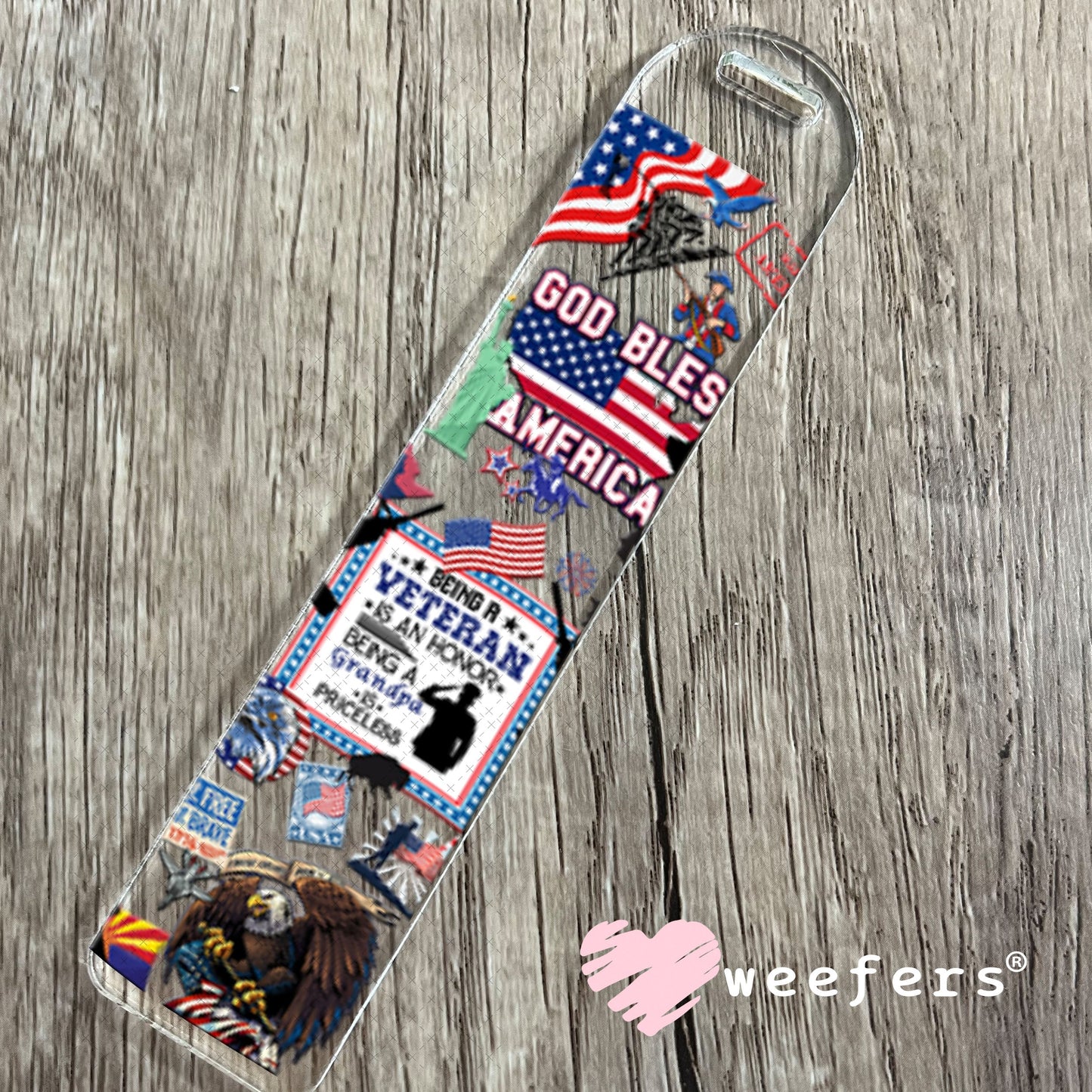 UV DTF Cup Wraps - God Bless America Veteran Bookmark Weefers