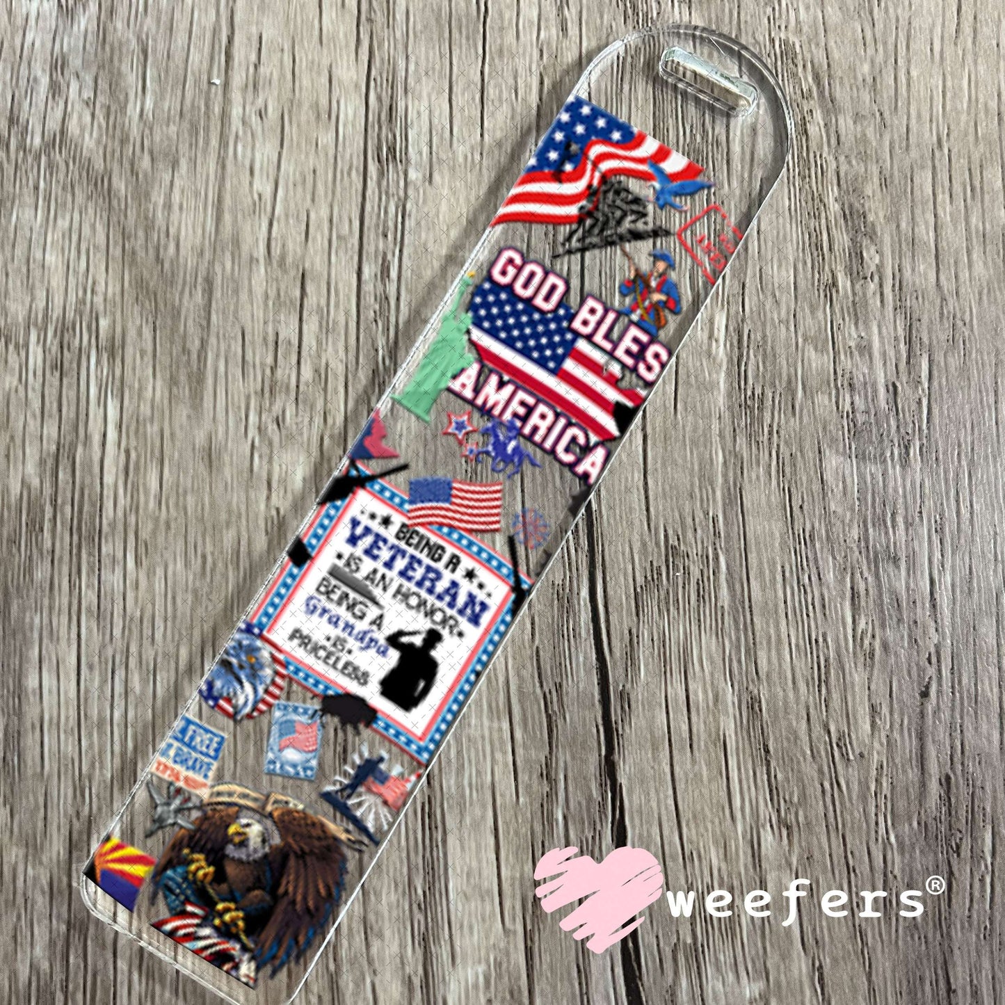 UV DTF Cup Wraps - God Bless America Veteran Bookmark Weefers