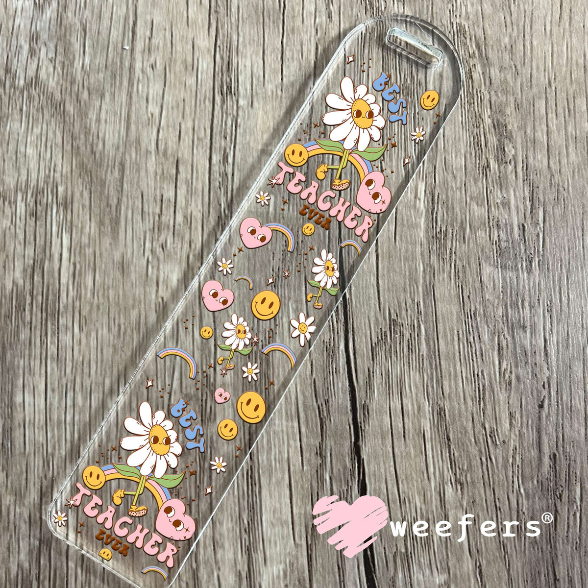 Best Teacher Ever Flowers UV DTF Cup Wrap Bookmark Weefers