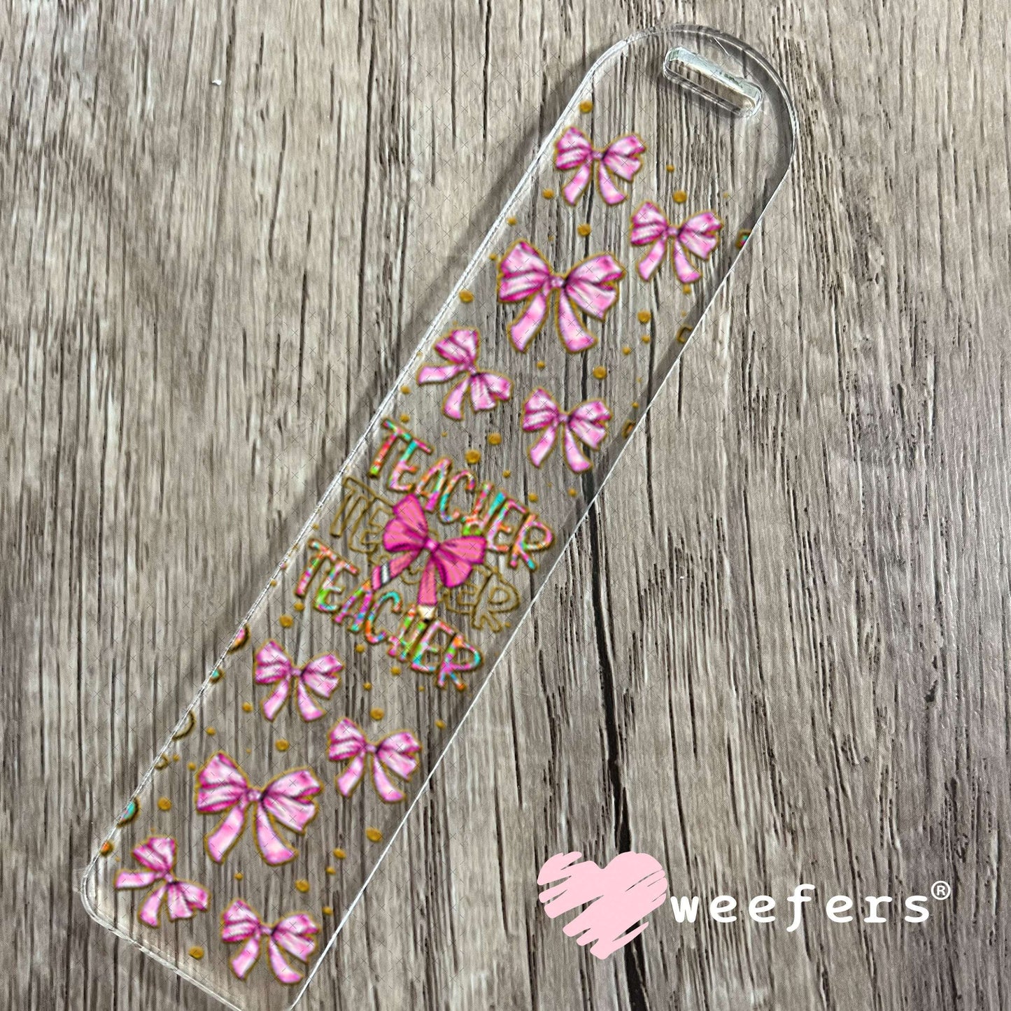UV DTF Cup Wraps - Teacher Coquette Pink Bows Bookmark Weefers