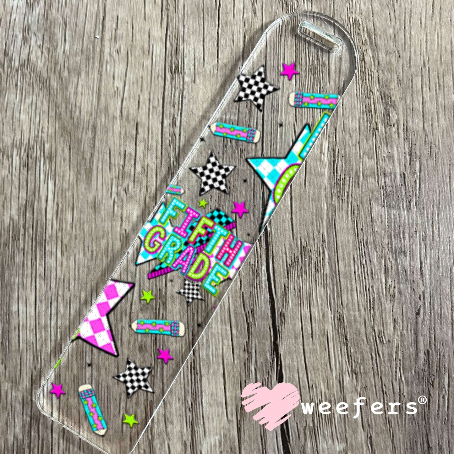 UV DTF Cup Wraps - Fifth Grade Checkered Bookmark Weefers
