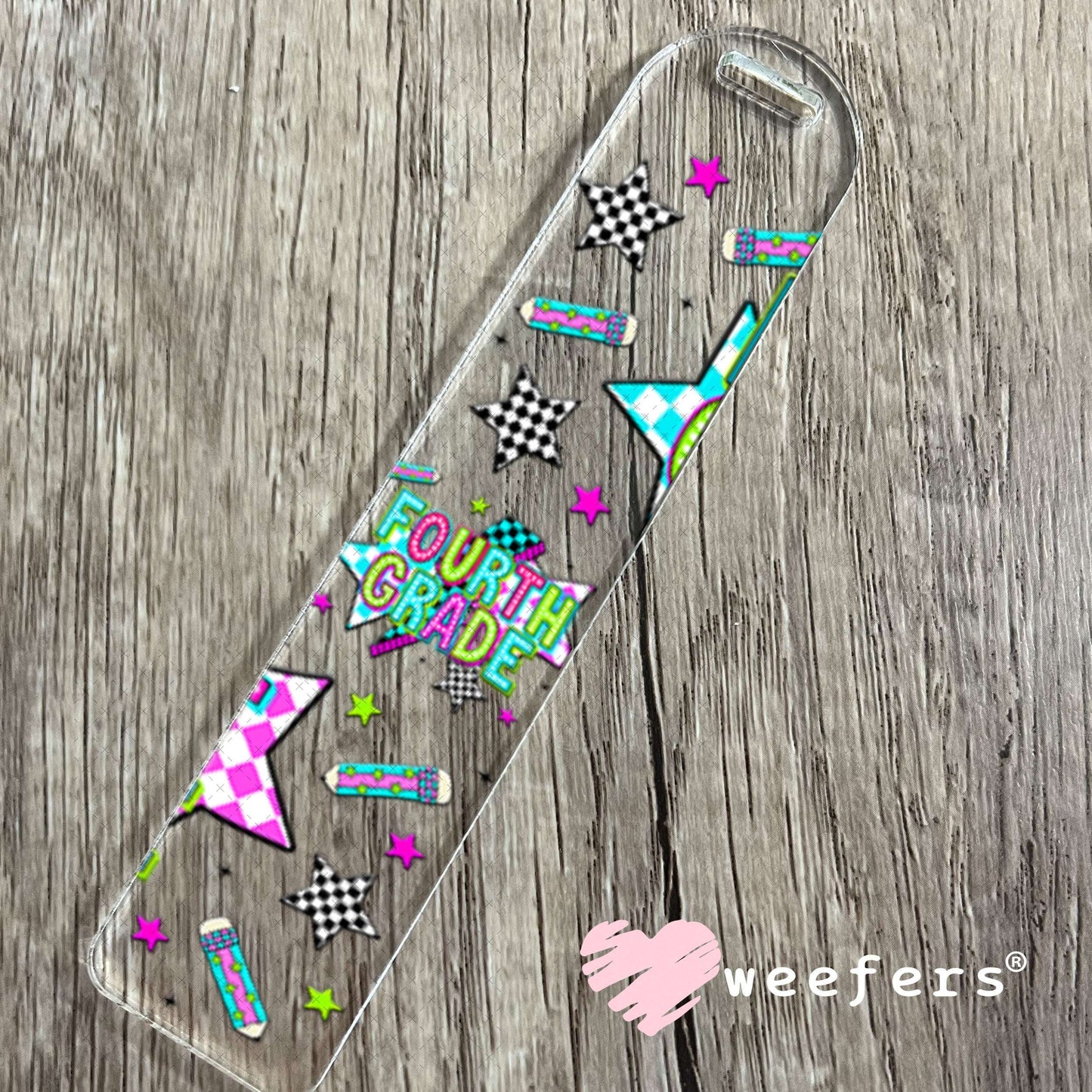 UV DTF Cup Wraps - Fourth Grade Checkered Bookmark Weefers