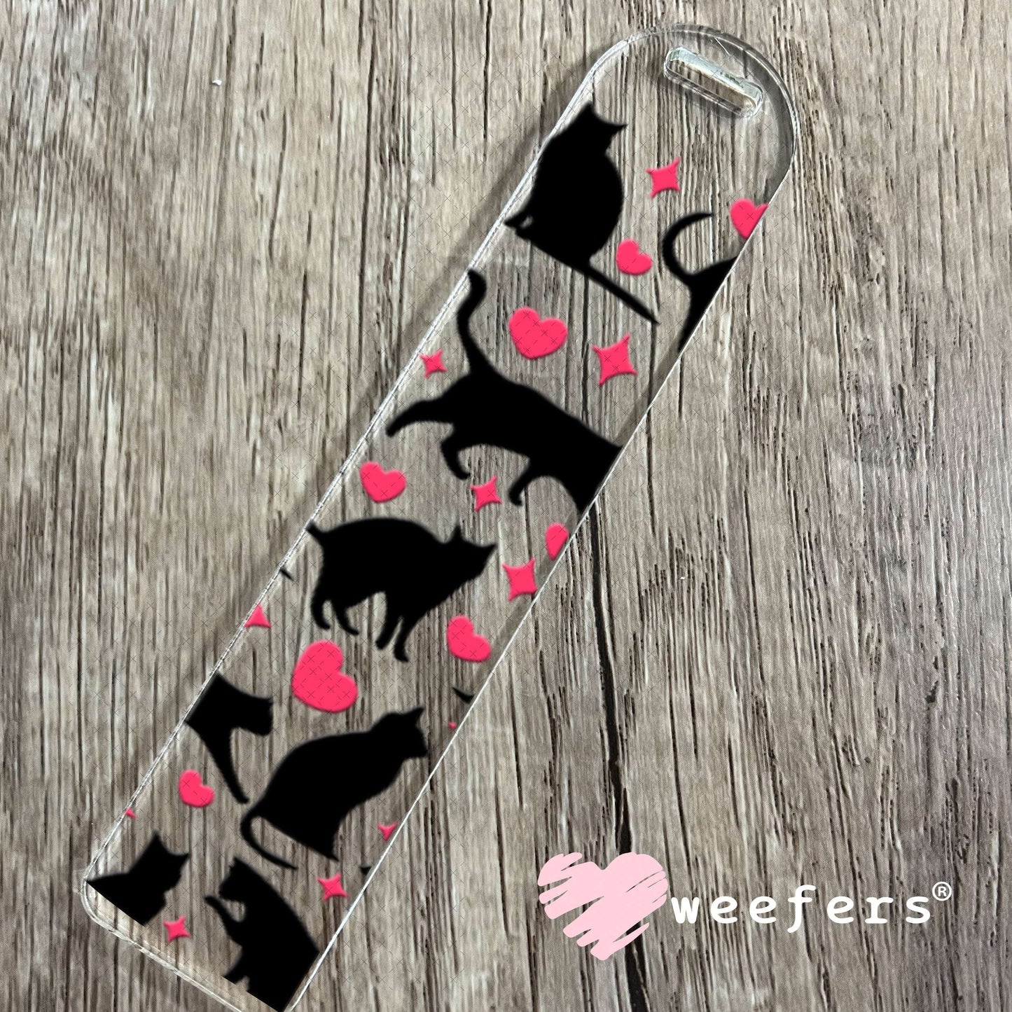 UV DTF Cup Wraps - Playful Black Cats and Hearts Bookmark Weefers