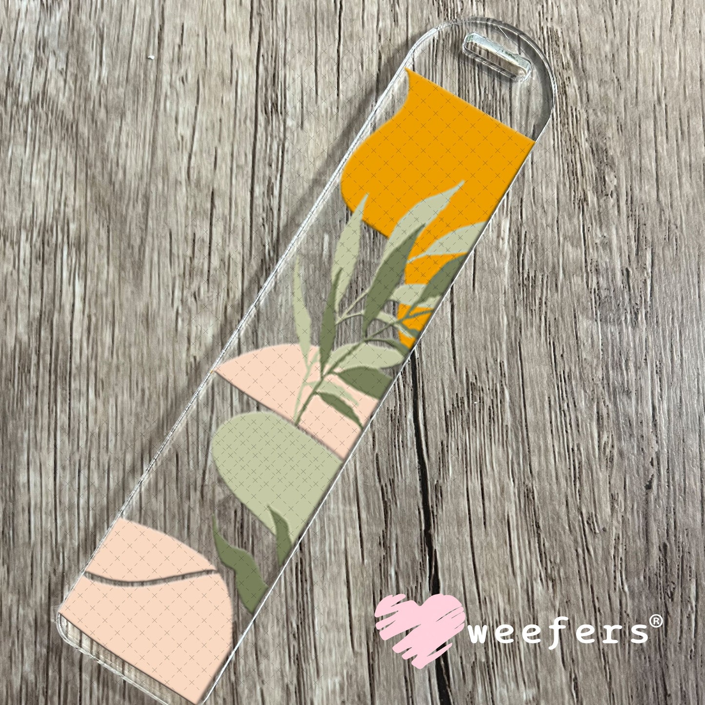 UV DTF Cup Wraps - Abstract Green Orange Leaves Bookmark Weefers