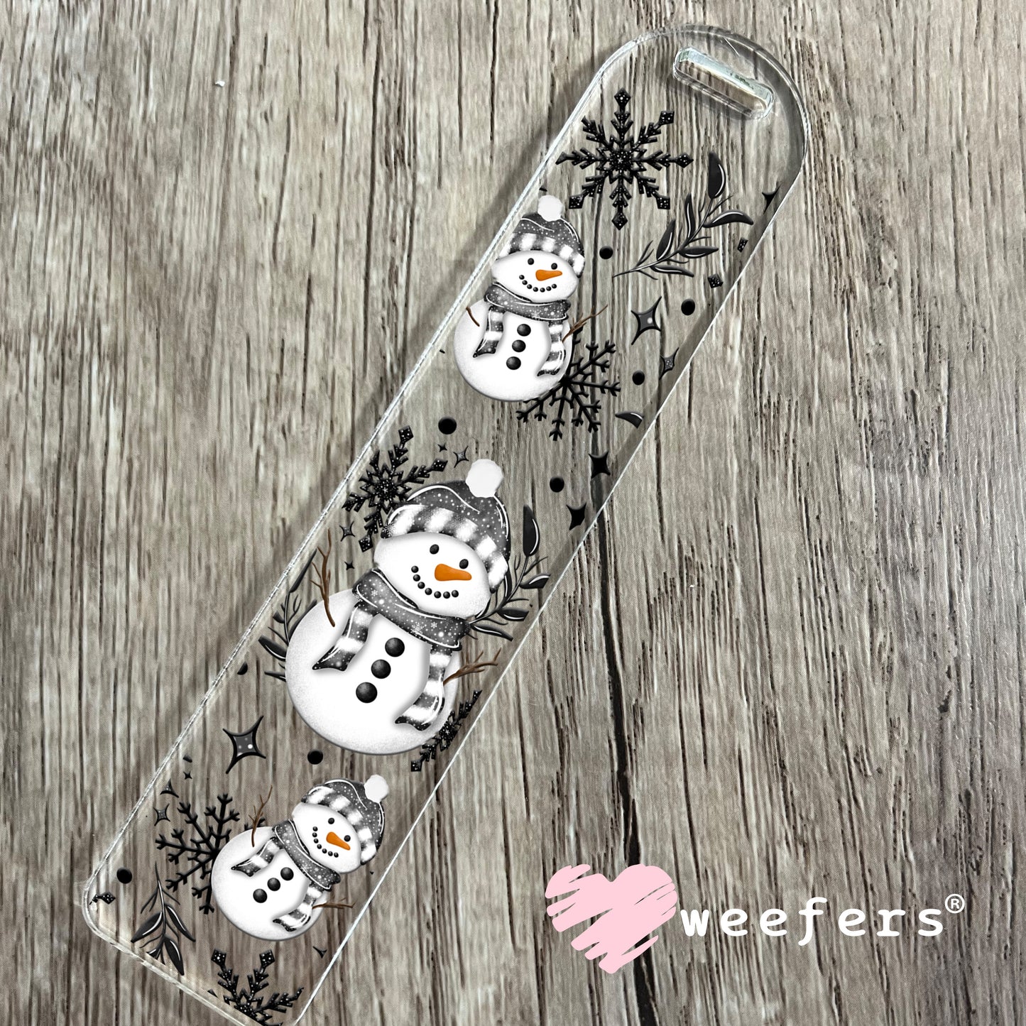 Grey Snowman UV DTF Cup Wrap Bookmark Weefers