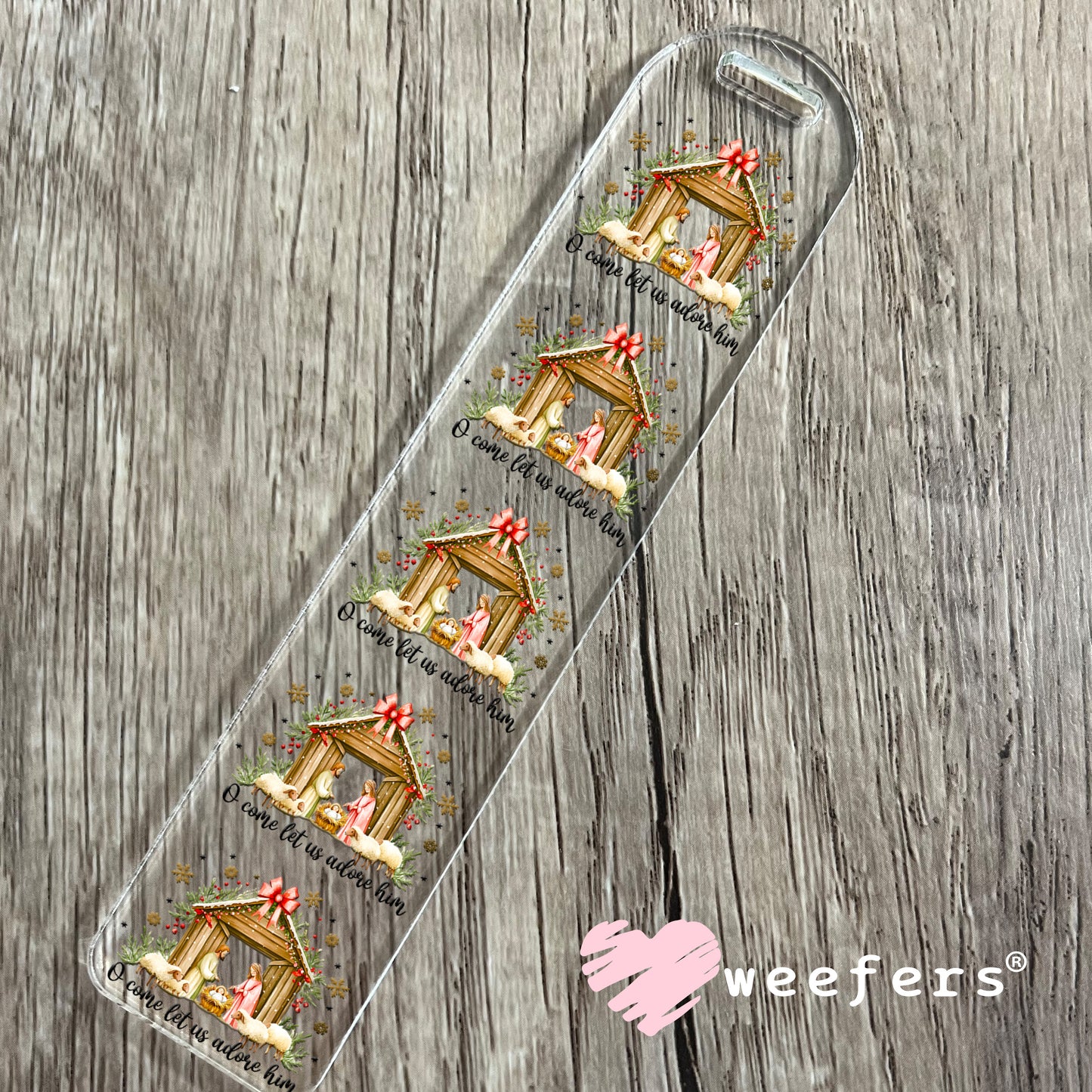 Oh Come Let Us Adore Him Baby Jesus UV DTF Decal Bookmark Weefers