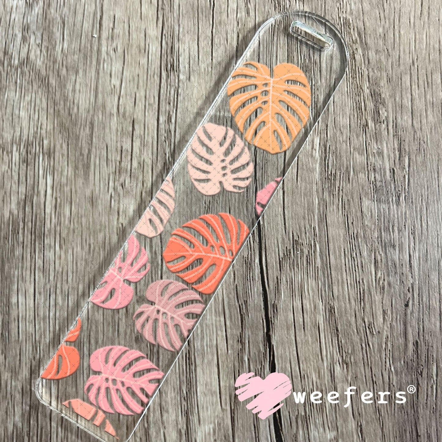 UV DTF Cup Wraps - Pink Montesera Leaves Bookmark Weefers