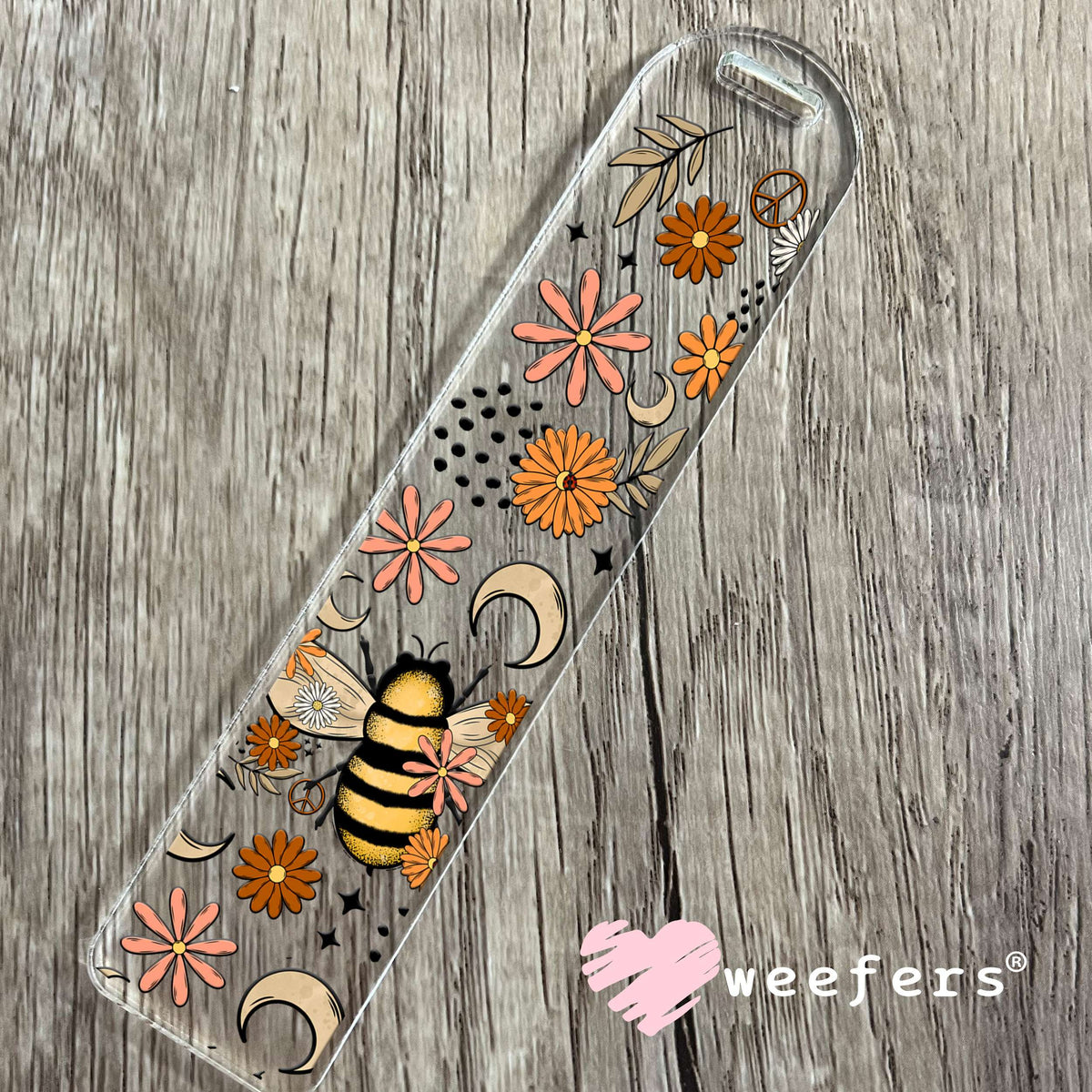 Bee Moon Flowers UV DTF Cup Wrap Bookmark Weefers