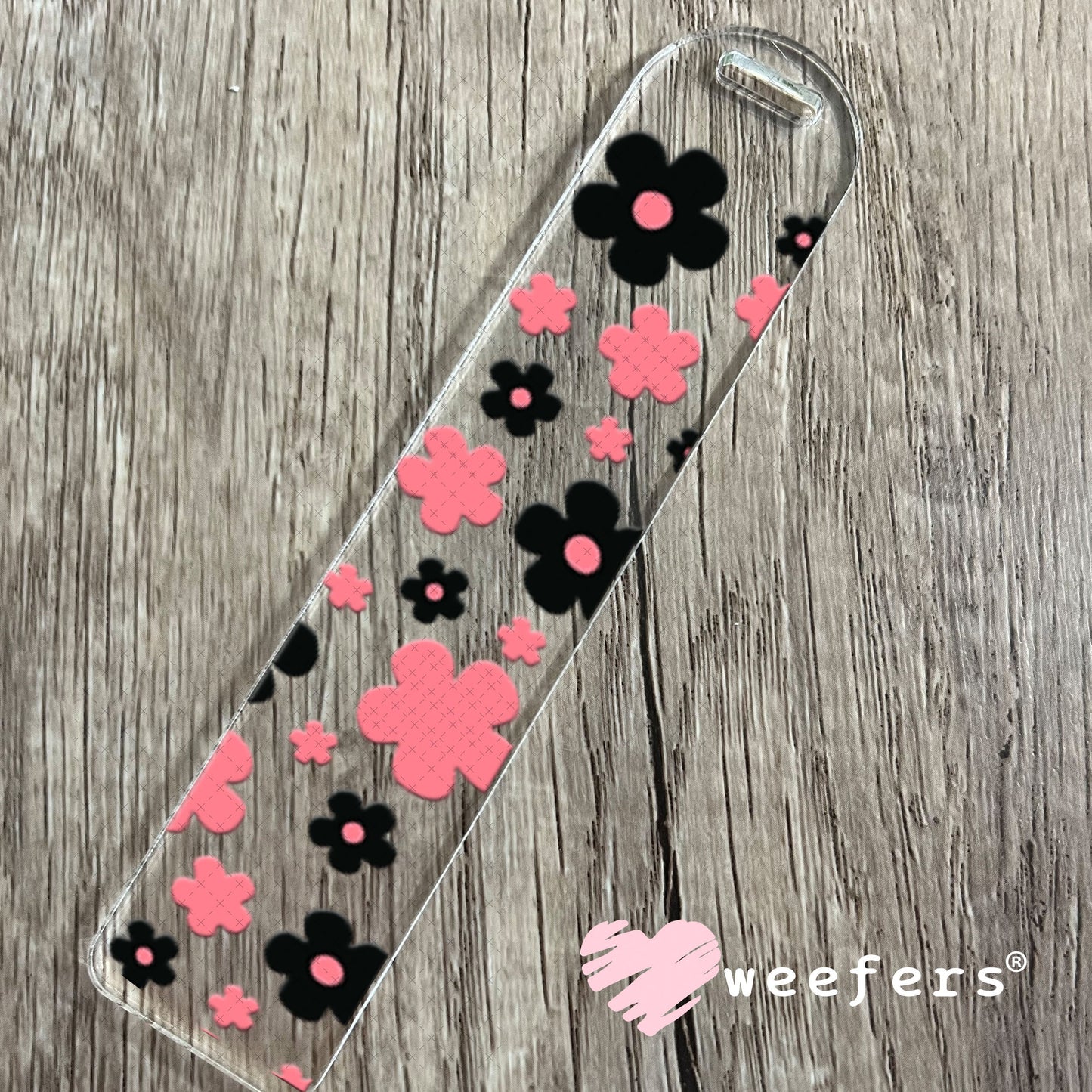 UV DTF Cup Wraps - Black and Pink Daisies Bookmark Weefers