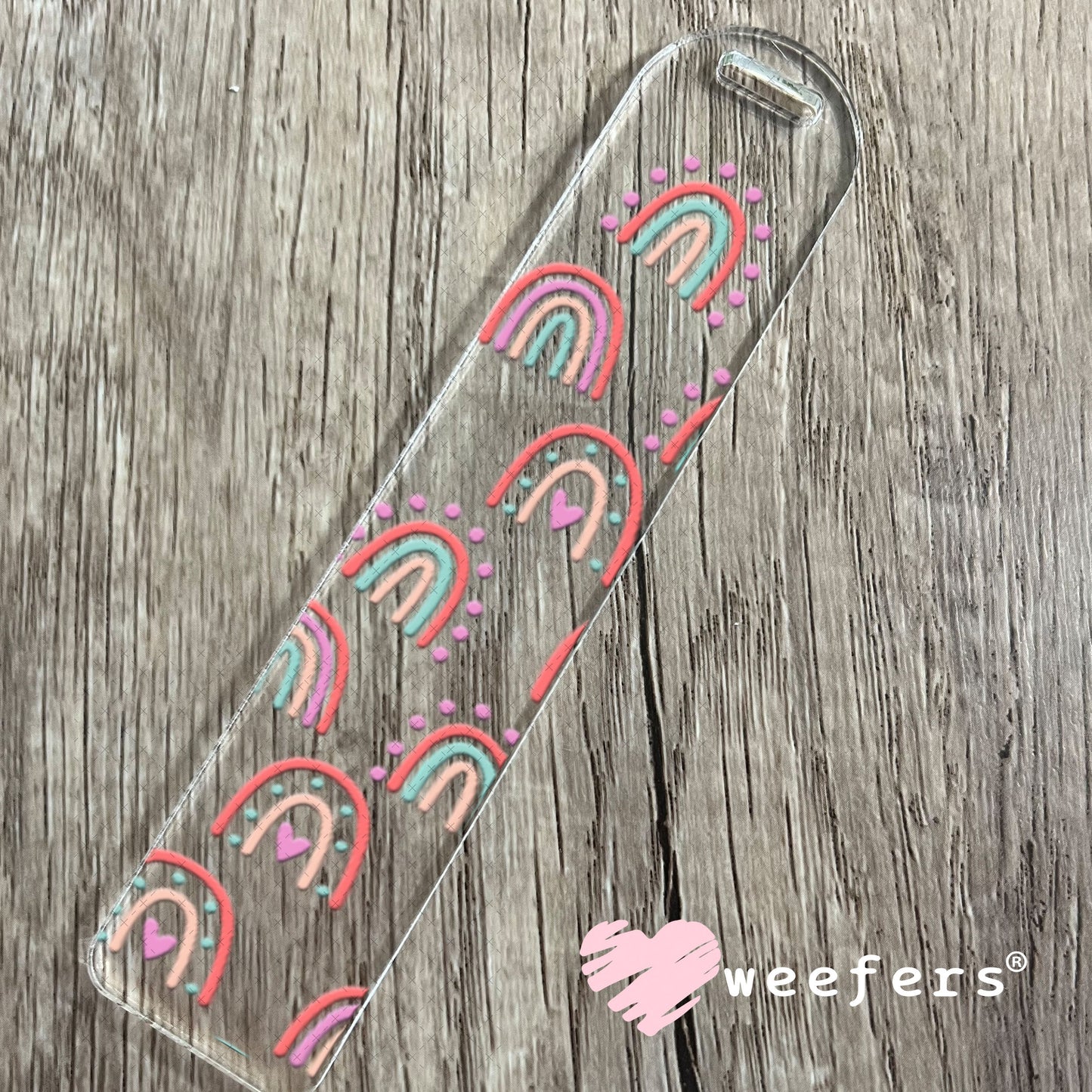 UV DTF Cup Wraps - Boho Rainbows Pink Bookmark Weefers