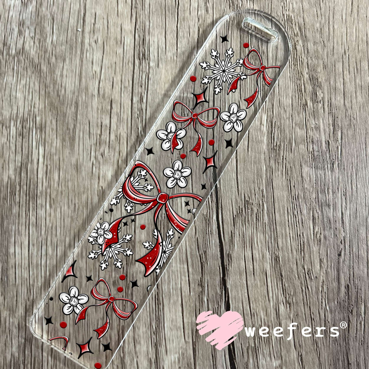Red Christmas Bows UV DTF Cup Wrap Bookmark Weefers