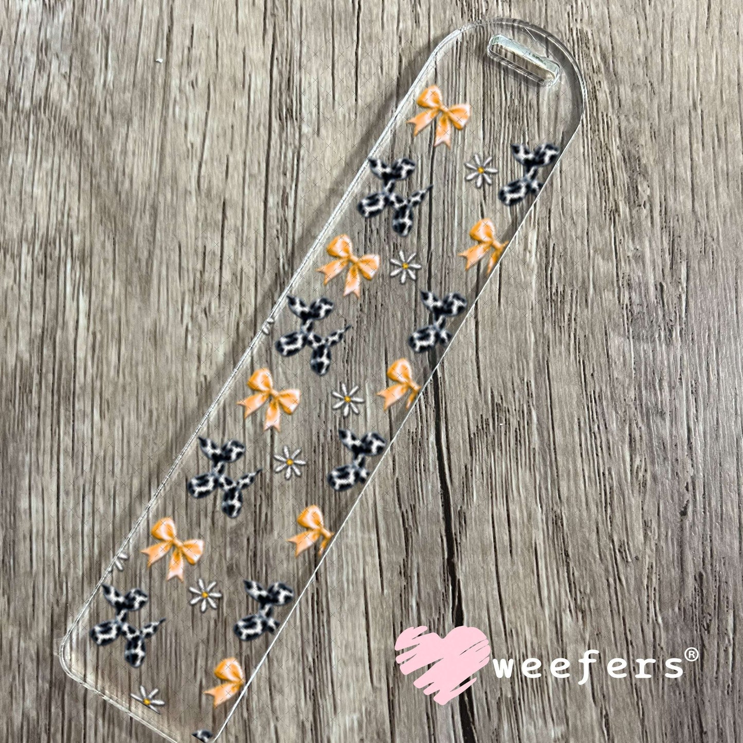 UV DTF Cup Wraps - Cow Print Balloon Dog Orange Bows Bookmark Weefers