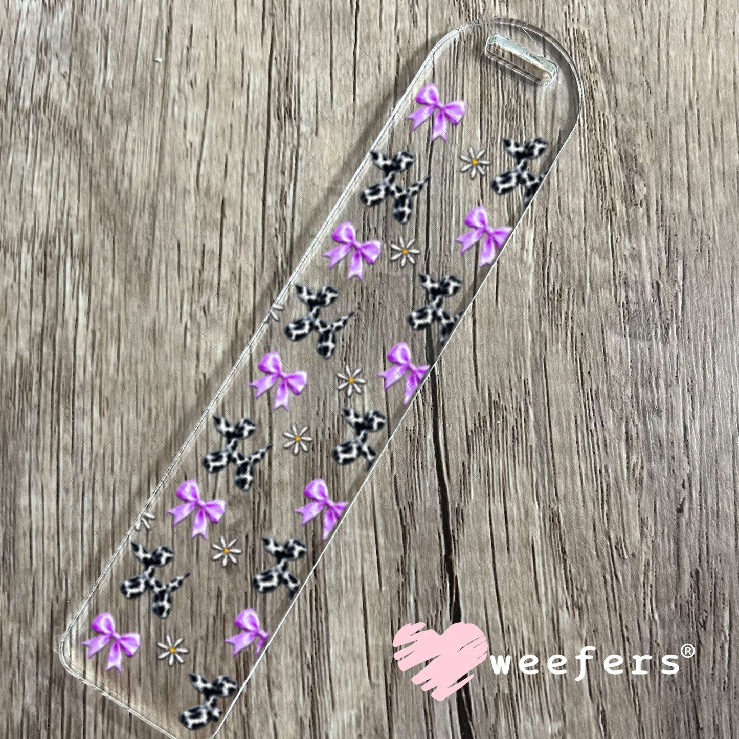 UV DTF Cup Wraps - Cow Print Balloon Dog Purple Bows Bookmark Weefers