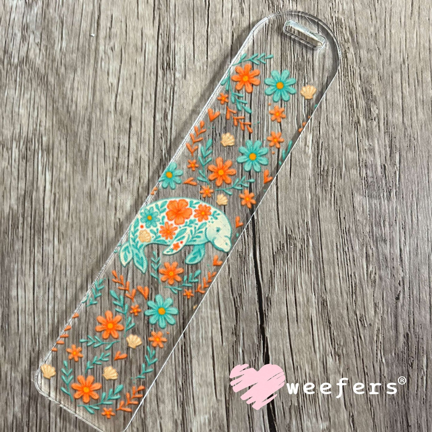 UV DTF Cup Wraps - Manatee Orange and Teal Bookmark Weefers