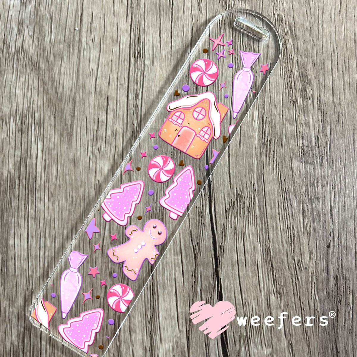 Gingerbread Houses Pastel Purples UV DTF Cup Wrap Bookmark Weefers