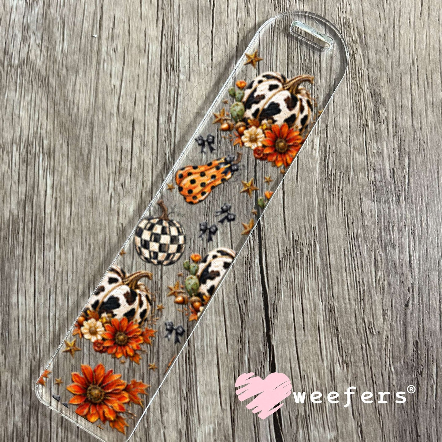 UV DTF Cup Wraps - Fall Cow Print Pumpkins - Weefers® Exclusive Bookmark Weefers