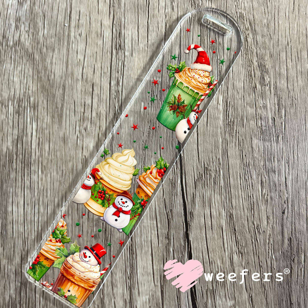 Christmas Snowmen Coffee Lattes UV DTF Cup Wrap Bookmark Weefers
