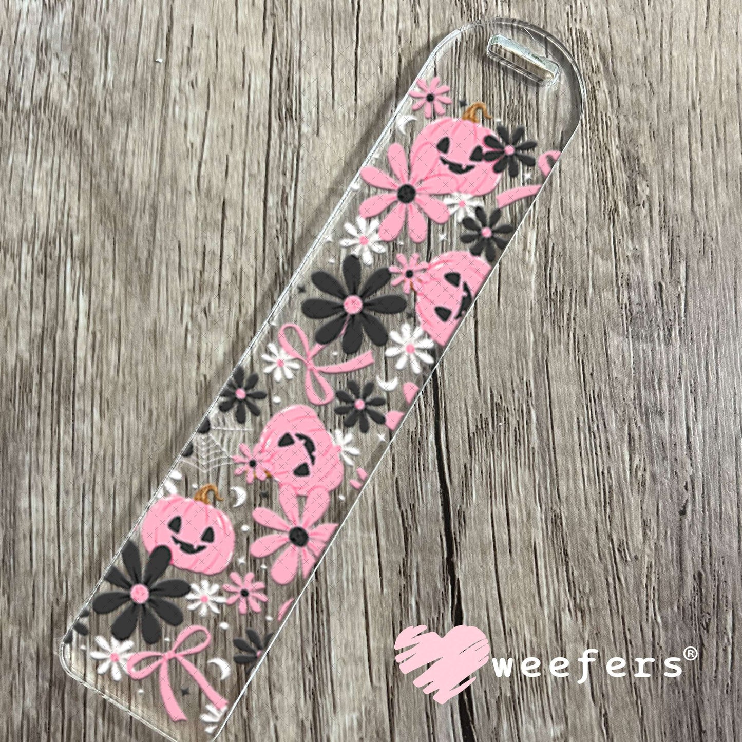 UV DTF Cup Wraps - Pink Grey Halloween Pumpkins Bookmark Weefers