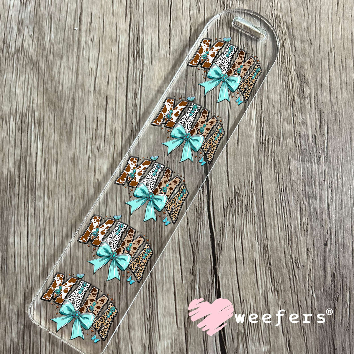Mama Cow Print Bow UV DTF Decal Bookmark Weefers