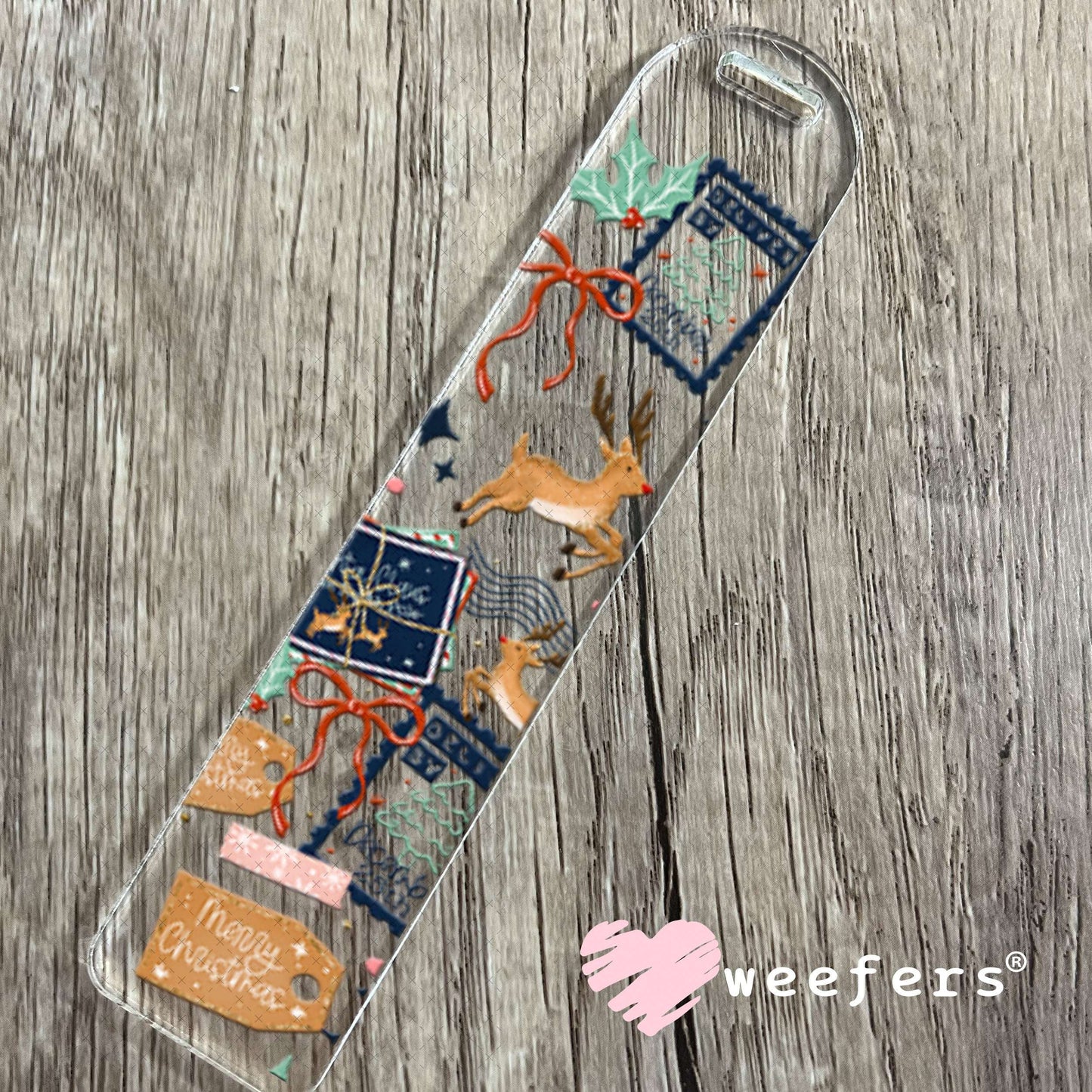 UV DTF Cup Wraps - Christmas Navy Stamps Bookmark Weefers
