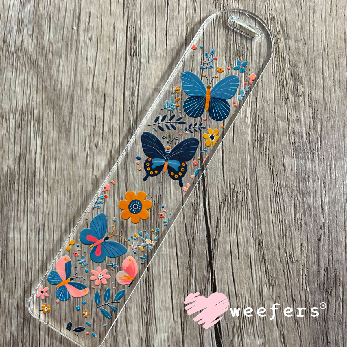 Blue and Pink Butterflies UV DTF Cup Wrap Bookmark Weefers