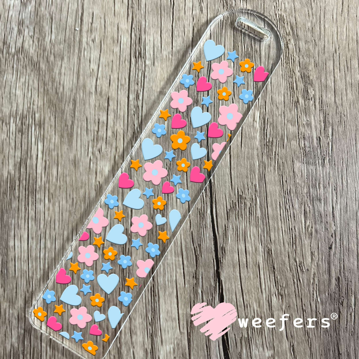 Hearts and Flowers Orange Pink UV DTF Cup Wrap Bookmark Weefers