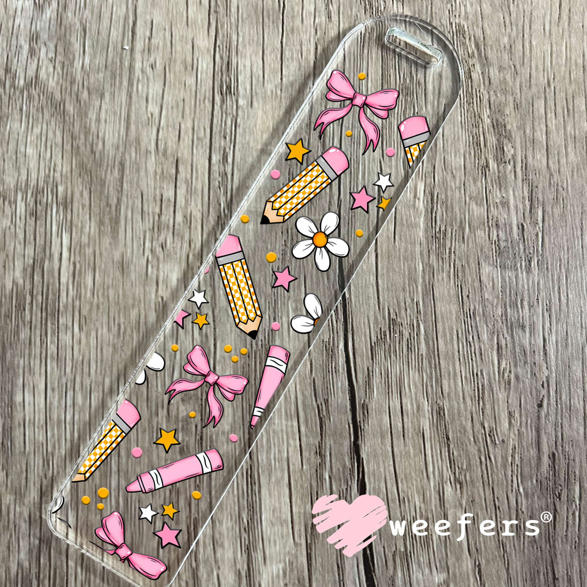 Pink Teacher Coquette UV DTF Cup Wrap Bookmark Weefers