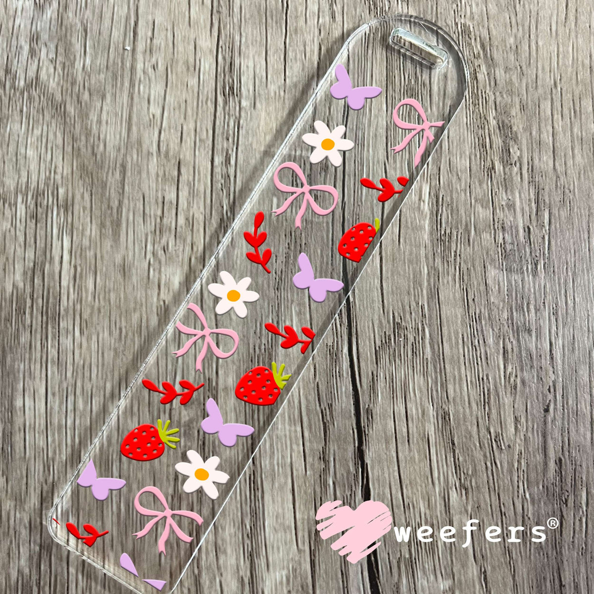 Coquette Strawberries and Bows UV DTF Cup Wrap Bookmark Weefers
