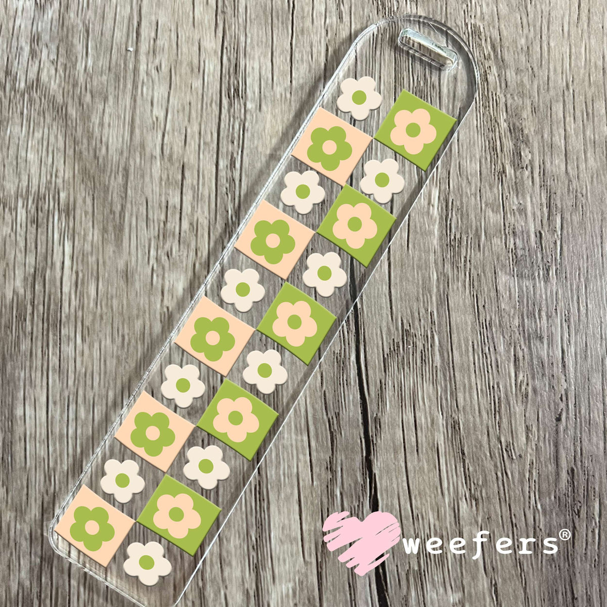 Color Block Flowers Green UV DTF Cup Wrap Bookmark Weefers