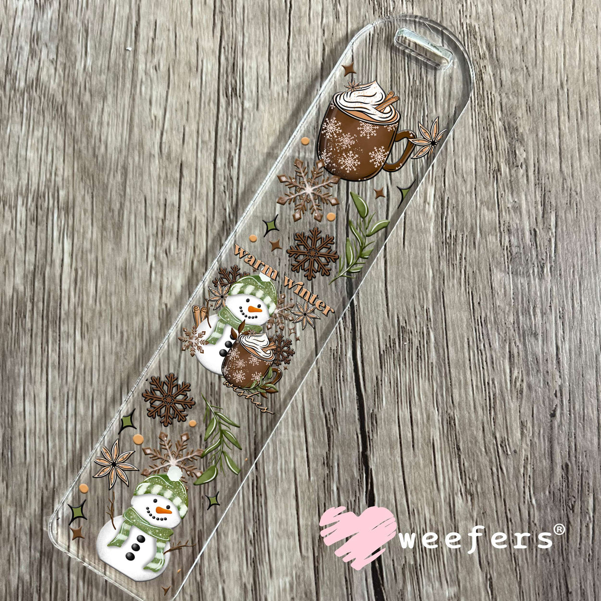 Warm Winter Snowman and Hot Cocoa UV DTF Cup Wrap Bookmark Weefers