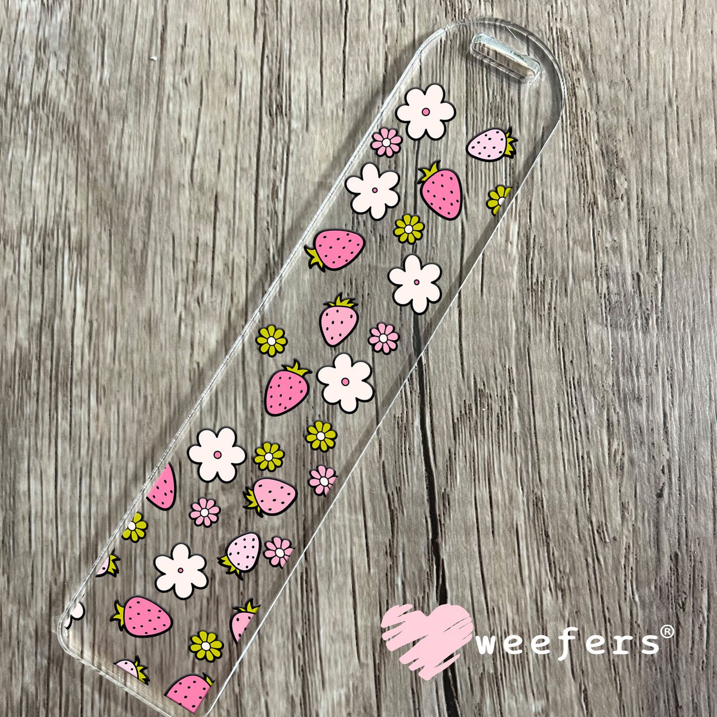 Strawberry Flowers Fields UV DTF Cup Wrap Bookmark Weefers