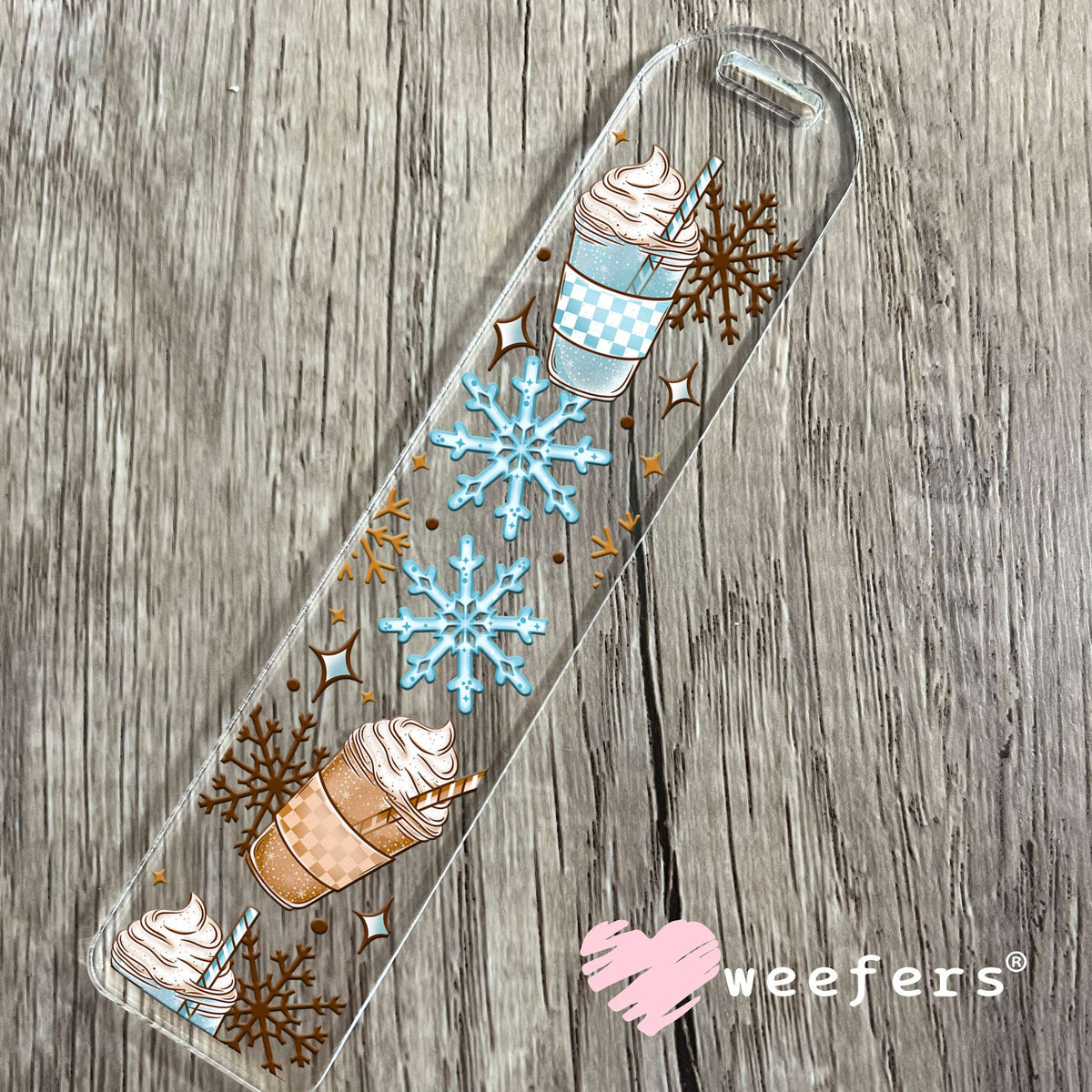 Freezing Blue Snowflakes UV DTF Cup Wrap Bookmark Weefers