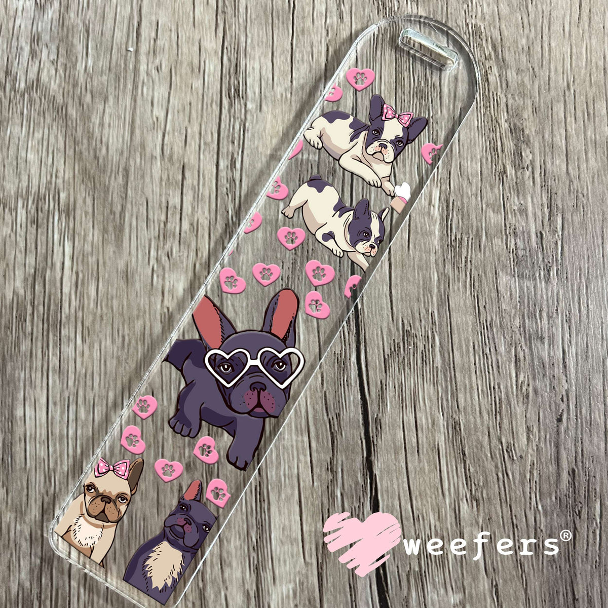 Frenchie Hearts UV DTF Cup Wrap Bookmark Weefers